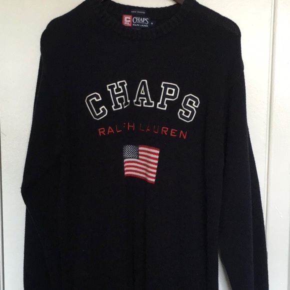 Ralph Lauren CHAPS Men’s Flag Sweater Size M See Measurements
